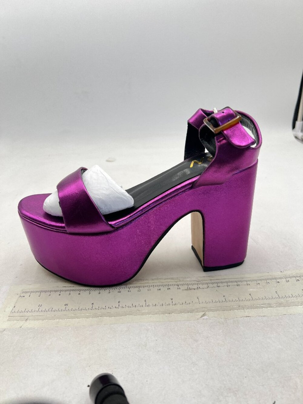 YDN Purple Chunky Platform Heeled Sandals Strap High Heels Ankle Strap Shoes